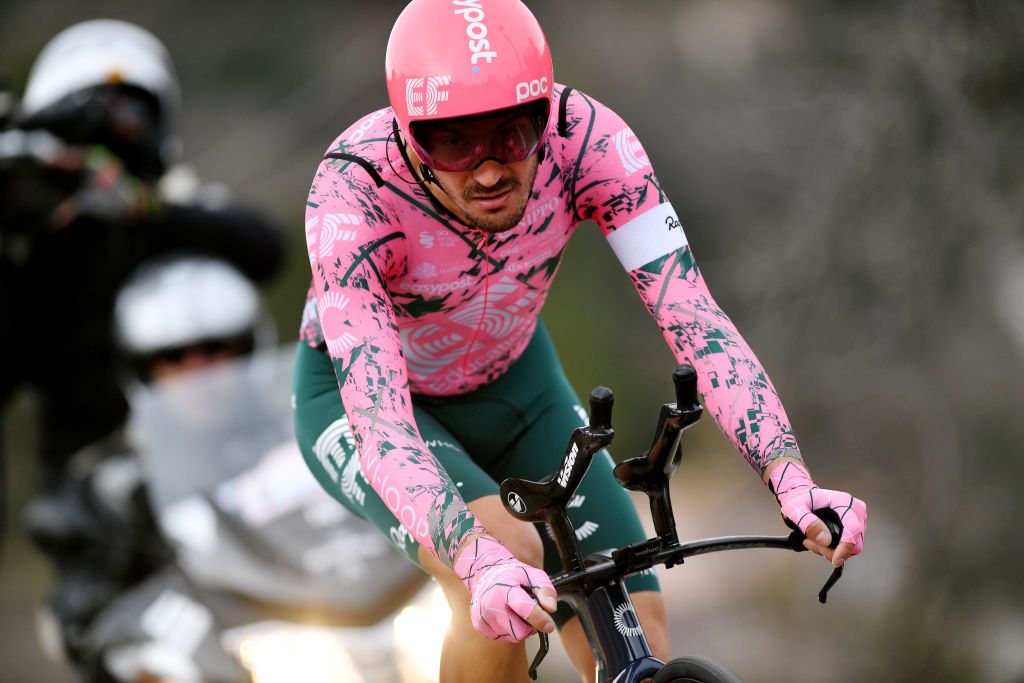 ALES FRANCE FEBRUARY 06 Alberto Bettiol of Italy and Team EF Education Easypost sprints during the 52nd toile De Bessges Tour Du Gard 2022 Stage 5 a 11km individual time trial from Als to Als lErmitage ITT EDB2022 on February 06 2022 in Als France Photo by Luc ClaessenGetty Images