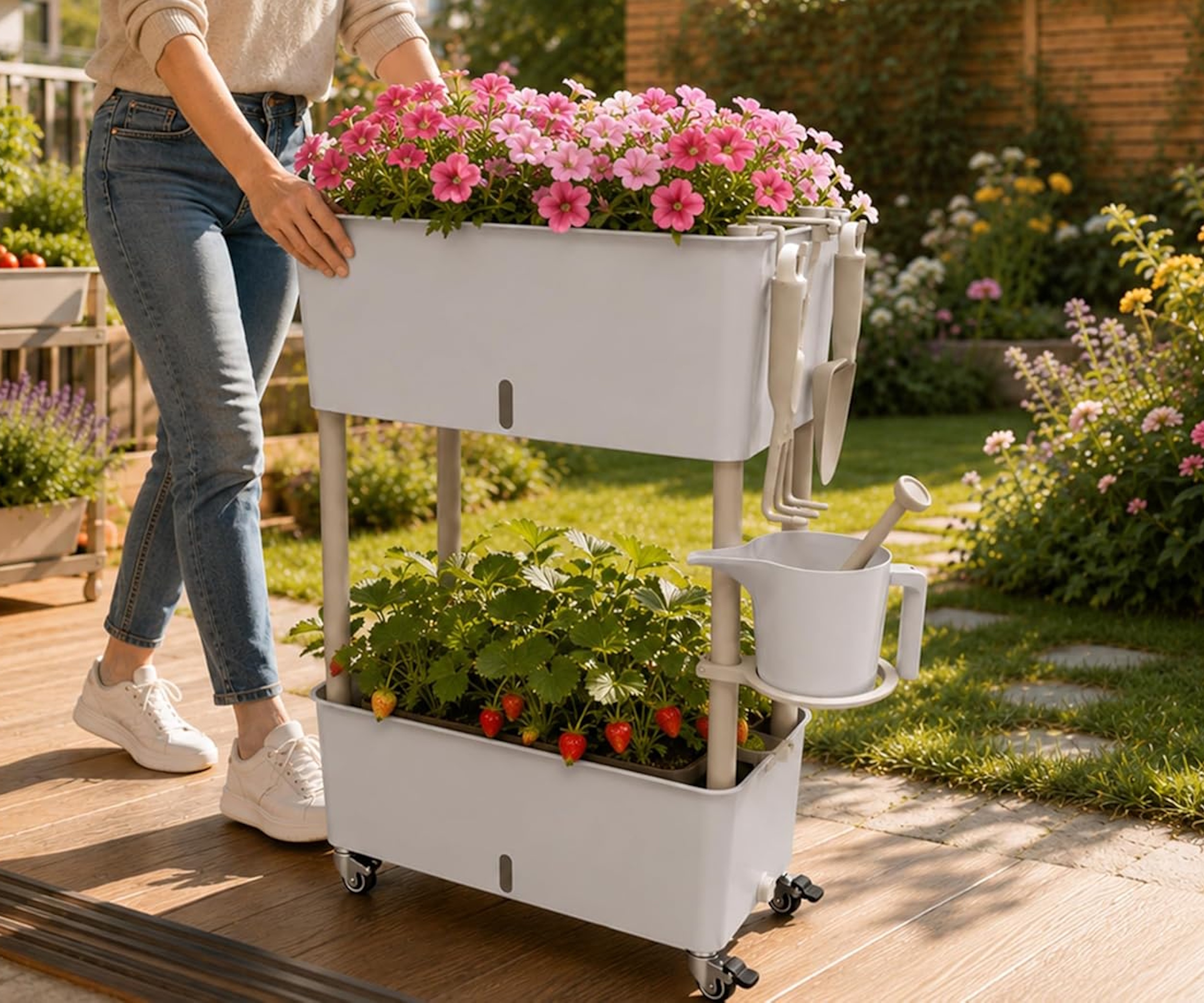 Amazon self-watering rolling raised garden bed