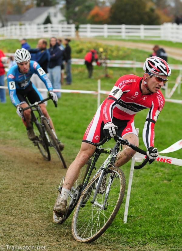 Dylan McNicholas (Cyclocrossworld.com) being pursued by Craig Richey