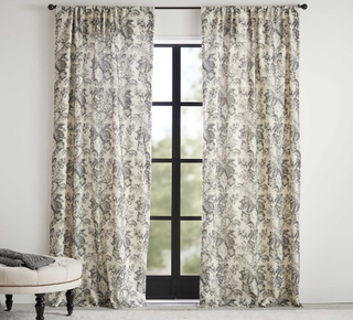 Pottery Barn patterned curtains