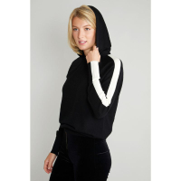 10. Birdie London Ladies Striped Hoodie Jumper in Rich Black &amp; Soft White: