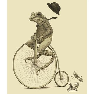 frog on bike with print