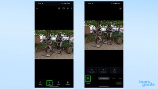 Screenshots showing.how to open a photo in Magic Editor on a Pixel 8 Pro