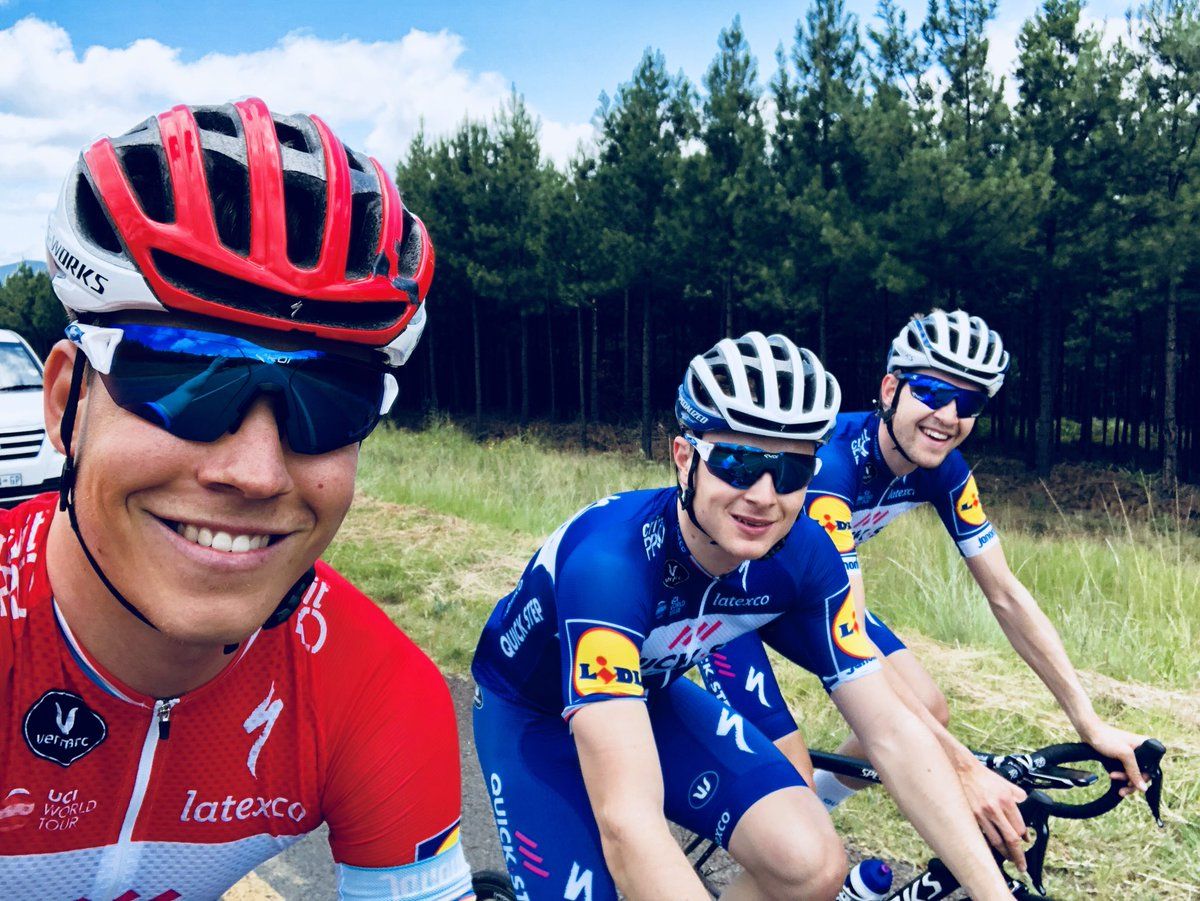 Bob Jungels with teammates Laurens De Plus and Petr Vakoc