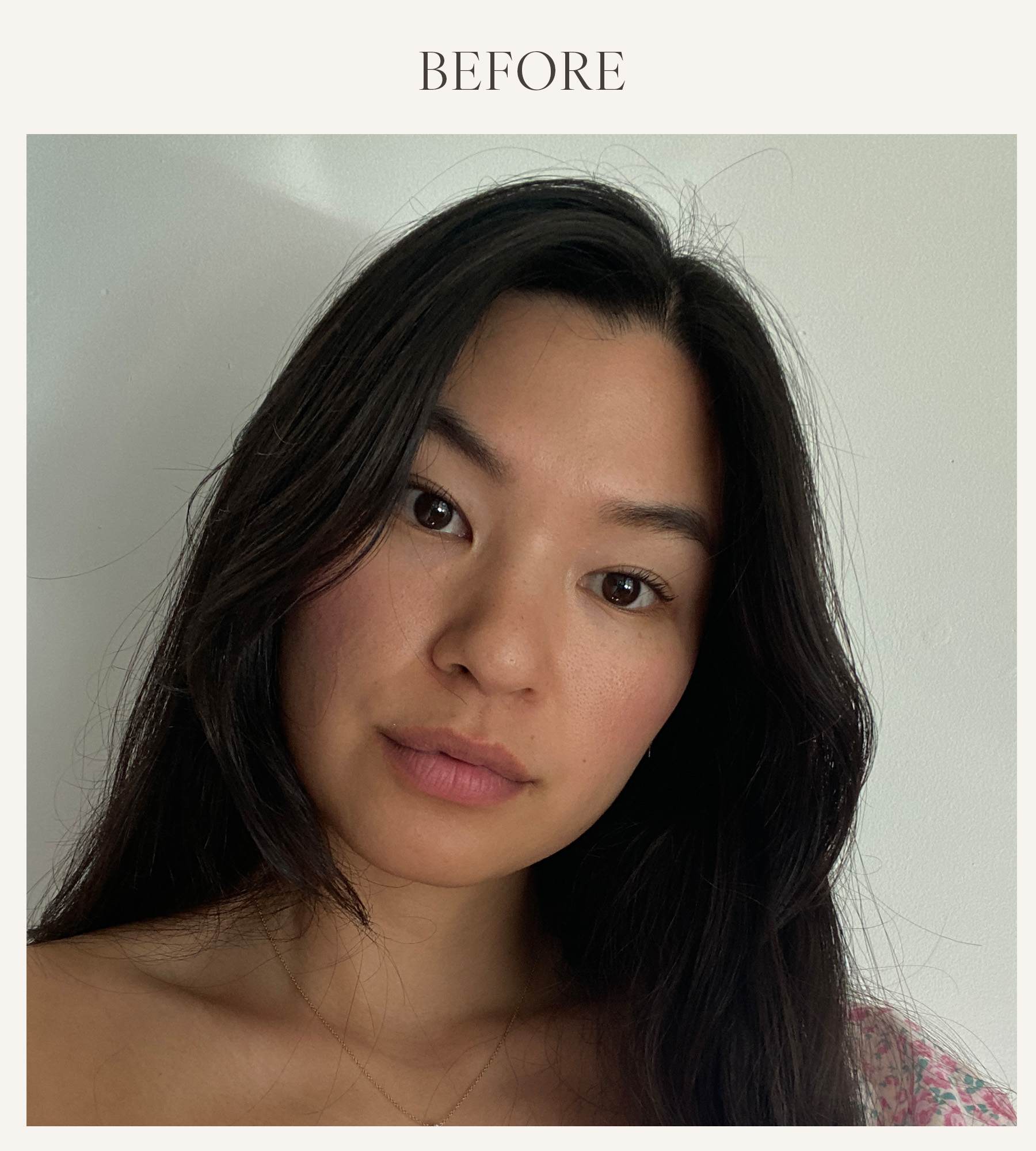 Before photo of Natalia Sztyk testing the Dr. Lara Devgan lip plumper