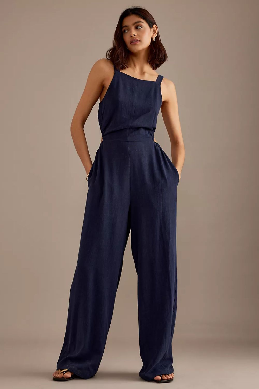 Parker Sleeveless Cutout Linen-Blend Jumpsuit