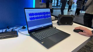 Intel Meteor Lake demo showcasing Audacity running on a Meteor Lake laptop