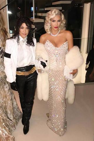 Kourtney Kardashian as Michael Jackson and Kim as Marilyn Monroe, 2017