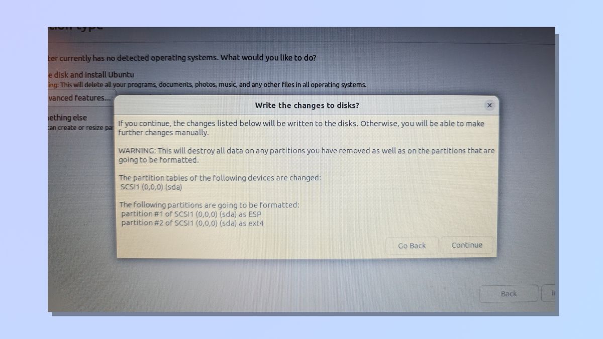 Снимок экрана, показывающий, как установить Linux через USB — удаление Windows и установка Linux