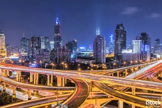 Shanghai overpass and skyline, by Young777