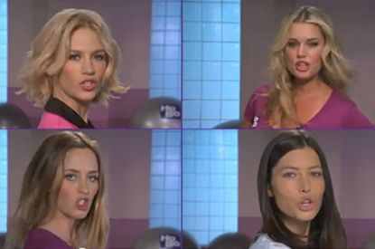 Jessica Alba - WATCH! Jessica Alba, Emily Blunt and Scarlett Johansson pile on the pounds in hilarious TV sketch - Jimmy Kimmel - Marie Claire - Marie Claire UK