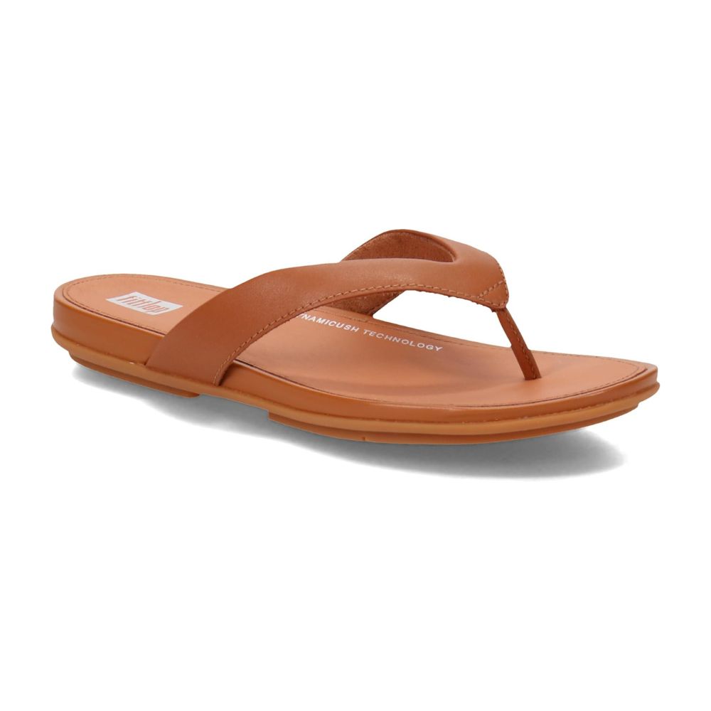 Fitflop Women's Gracie Leather Trigger Flat Sandals, Light Tan, 7 UK