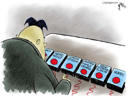Political cartoon World North Korea Kim Jong-Un nuclear weapons