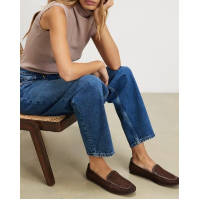Brown Mesh Loafers
