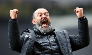 Wolves boss Nuno Espirito Santo in celebration mode against Fulham