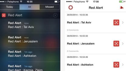 Screenshot of the Red Alert: Israel app