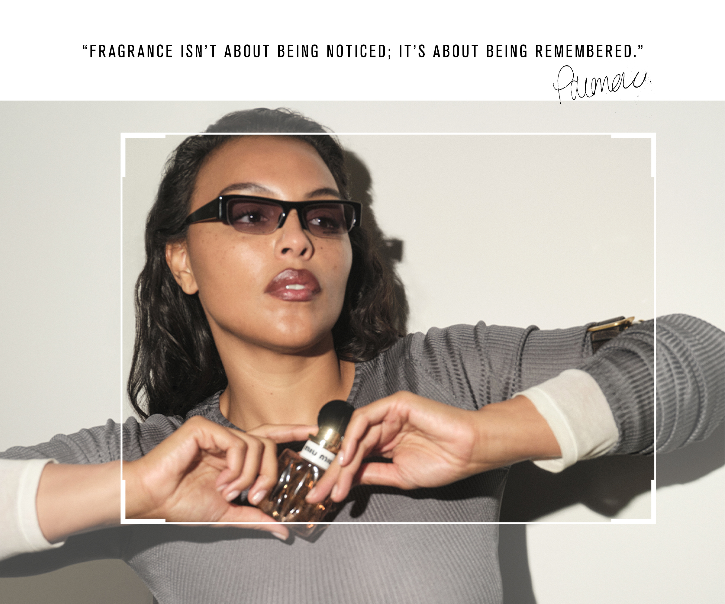 Photos of Paloma Elsesser for Miu Miu Beauty&#039;s Miutine Fragrance
