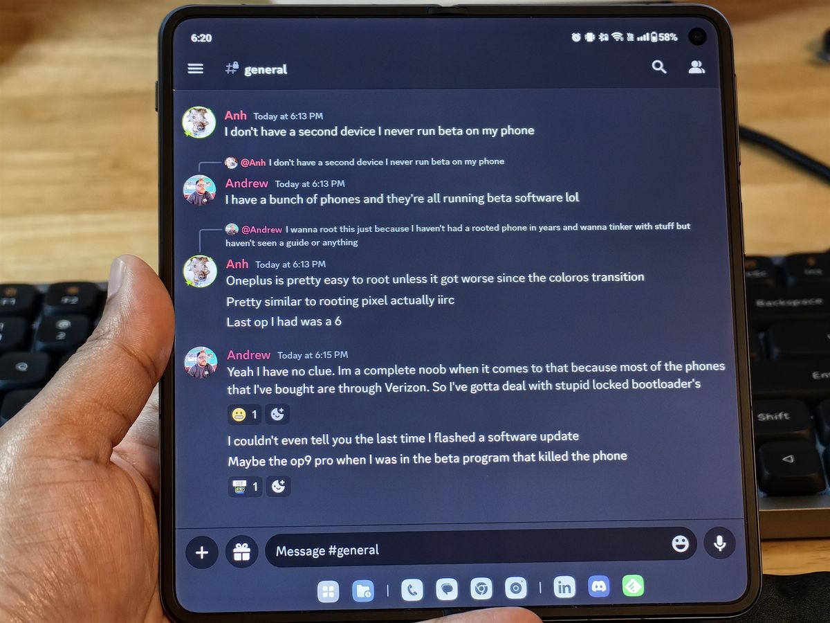 Using Discord in portrait orientation on the OnePlus Open