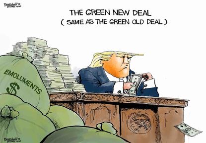 Political Cartoon U.S. Trump Green New Deal Green Old Deal