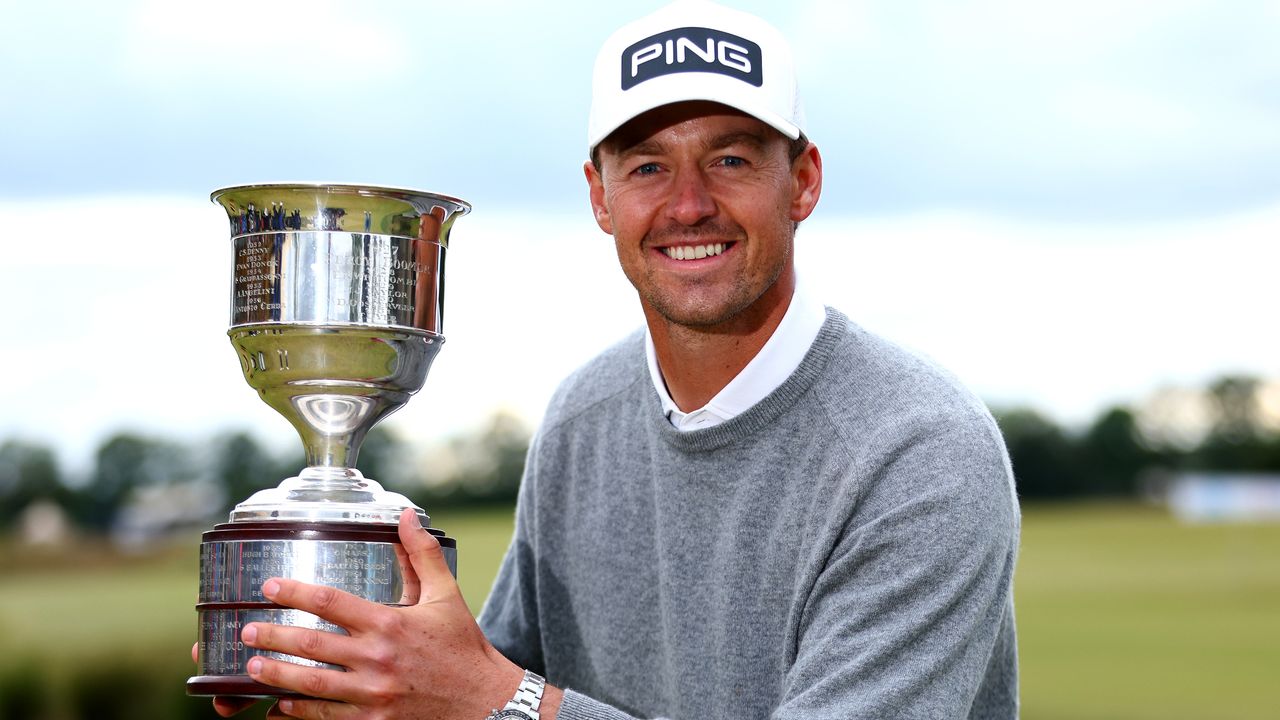 Victor Perez with the trophy after winning the 2022 KLM Open