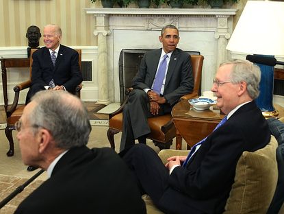 President Obama meets with Senate leaders.
