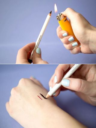 7. Make your own gel liner by warming the tip of a kohl liner with a lighter