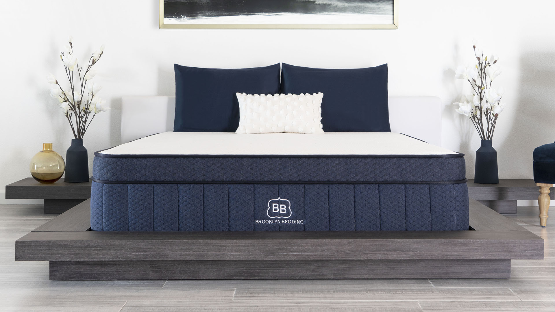 Brooklyn Bedding Aurora Hybrid Mattress in a Smart Bedroom