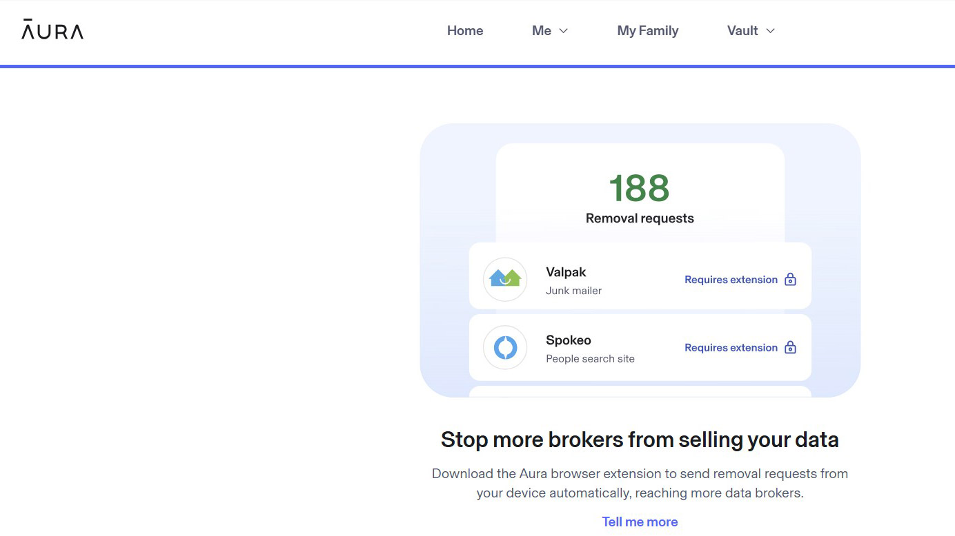 Screenshot of the Aura Identity Theft Protection web interface