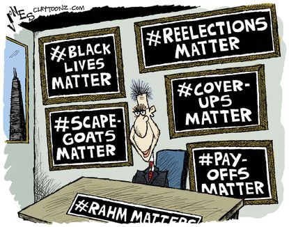 Political cartoon U.S. Rahm Emanuel Chicago police