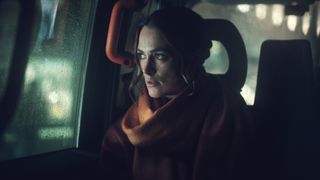 Keira Knightley as Helen, sitting in the front seat of a car, in 'Black Doves.'