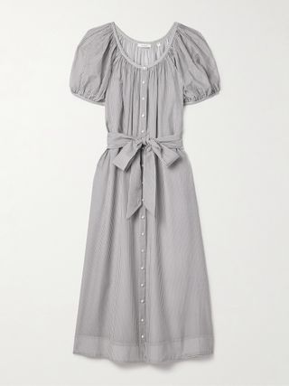 Juno Belted Striped Cotton-Blend Midi Dress