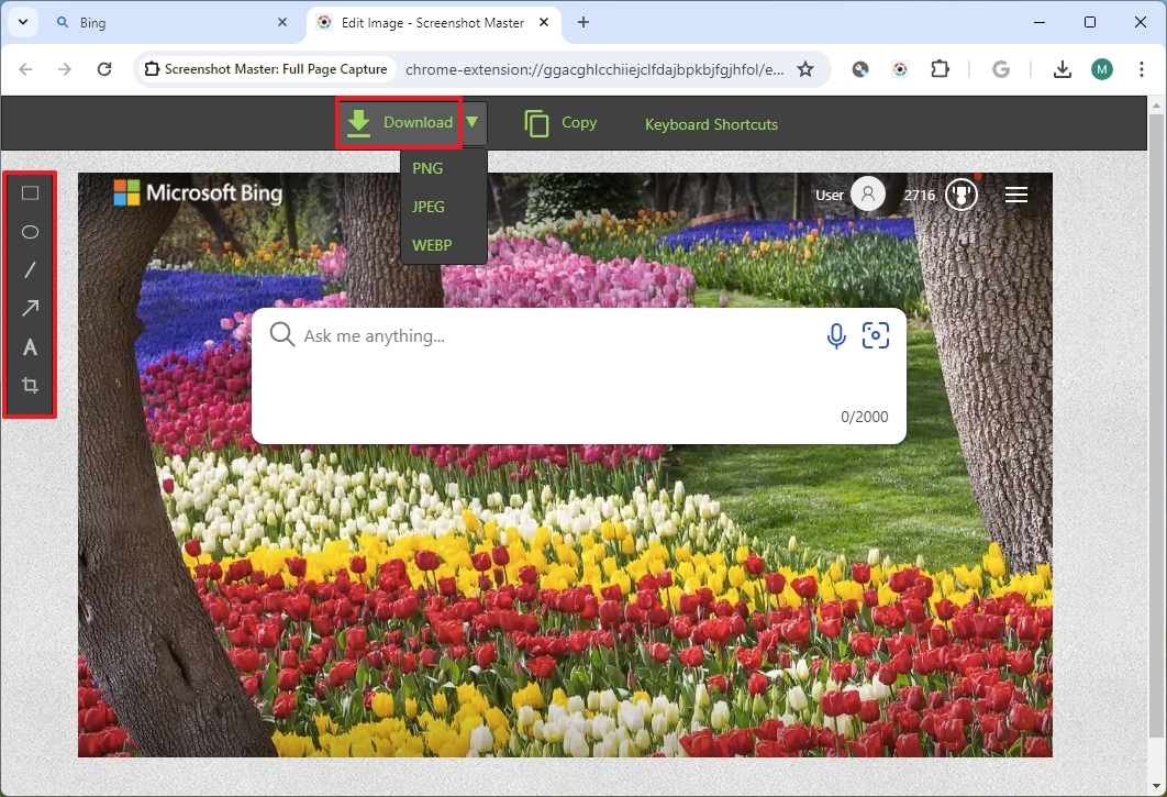 Chrome editar captura de pantalla con extensión
