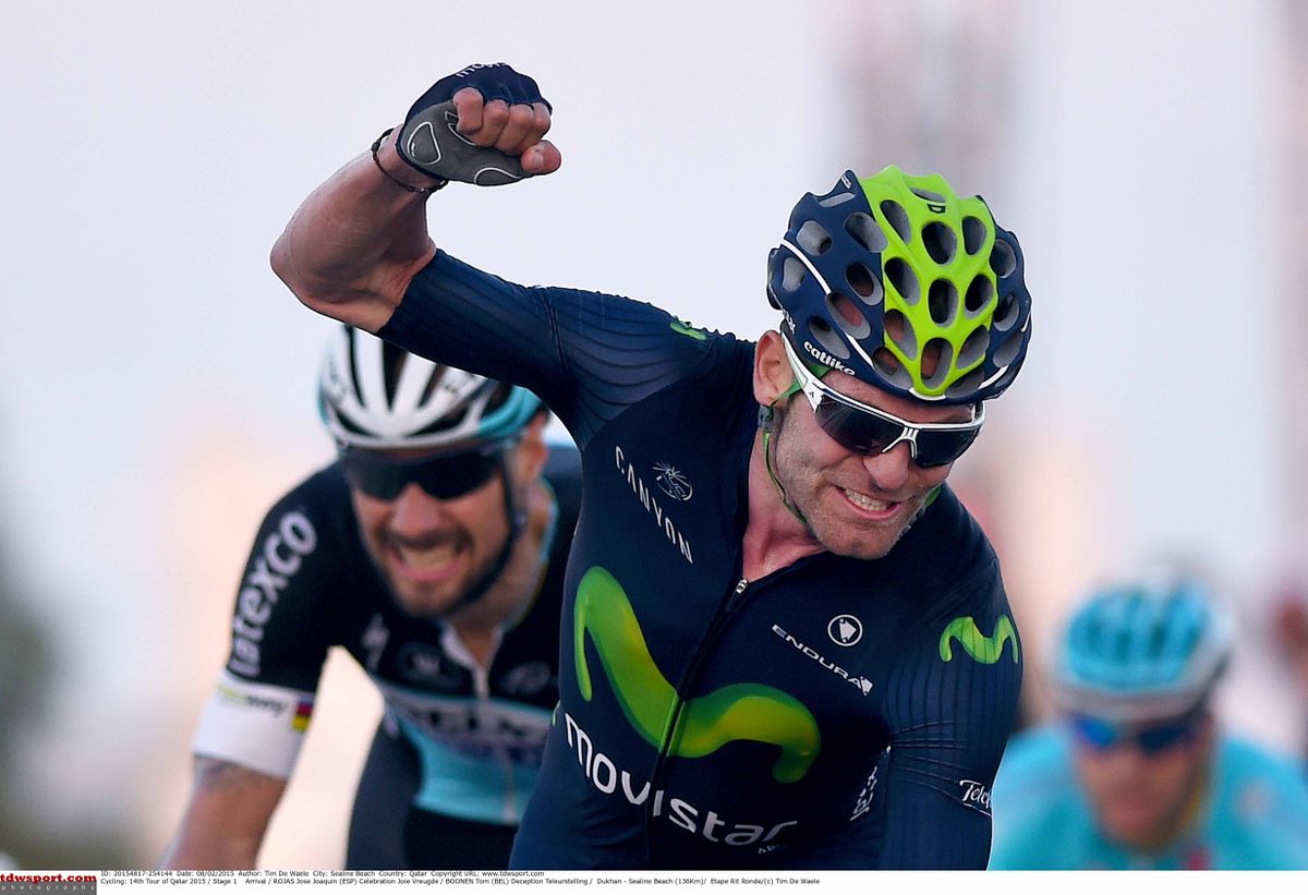 Jos&eacute; Joaquin Rojas (Movistar) wins the opening stage of the Tour of Qatar.