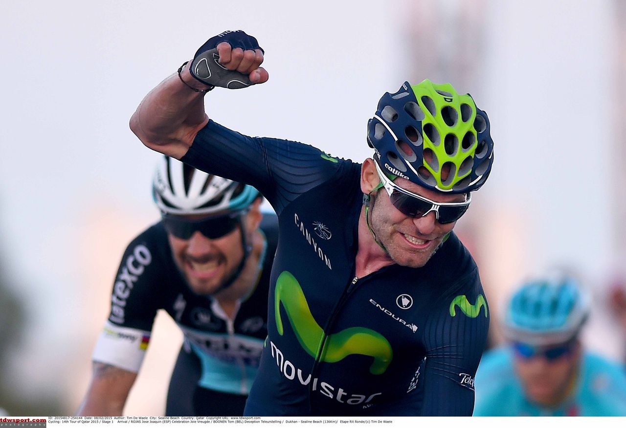 Jos&eacute; Joaquin Rojas (Movistar) wins the opening stage of the Tour of Qatar.
