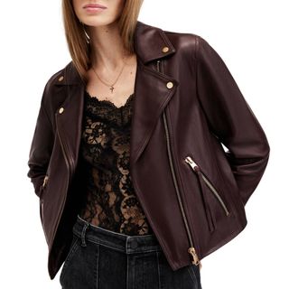 All Saints Dalby Slim Fit Leather Biker Jacket