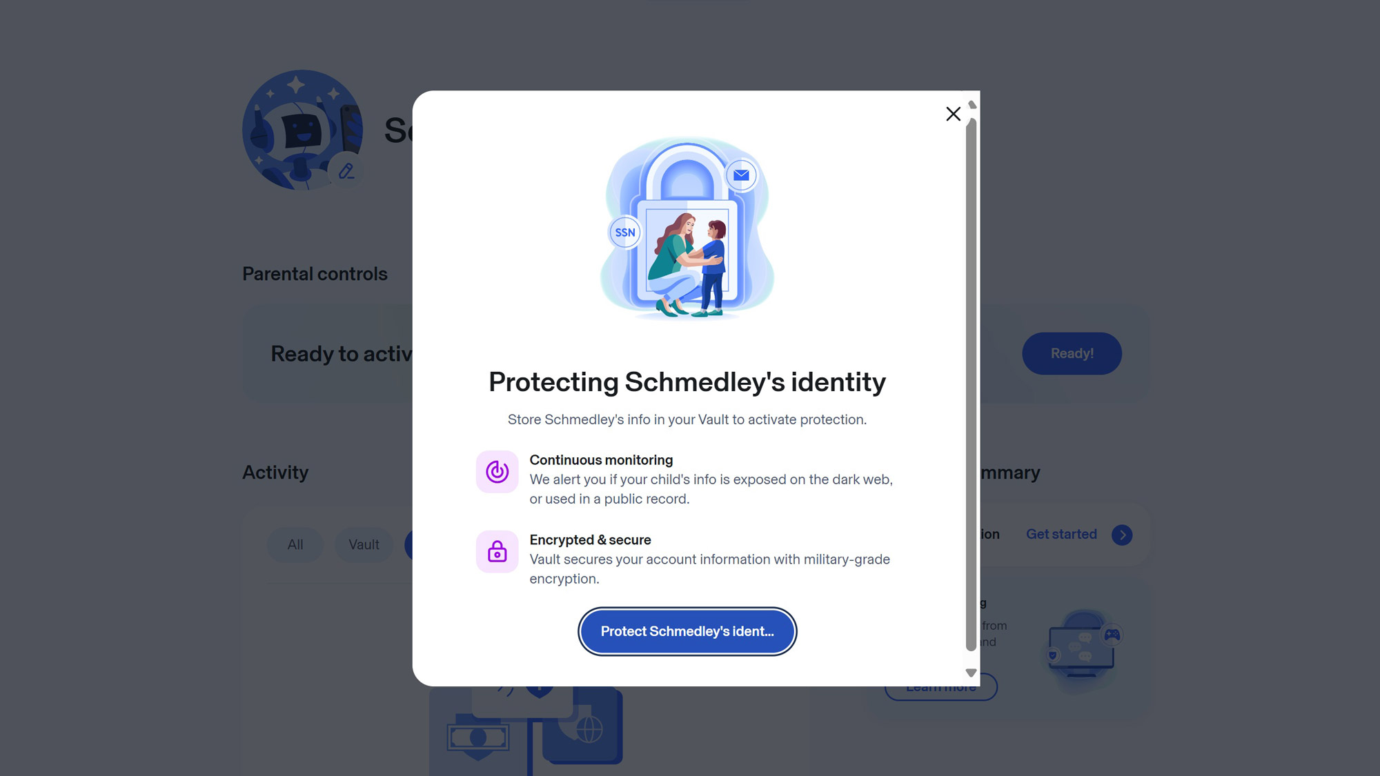 Screenshot of the Aura Identity Theft Protection web interface