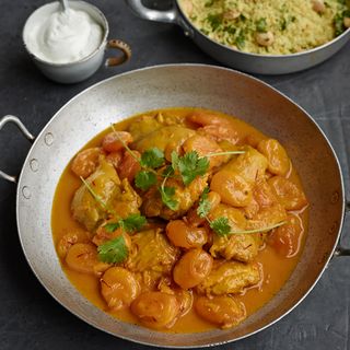 Saffron Chicken with Apricots and Cardamom