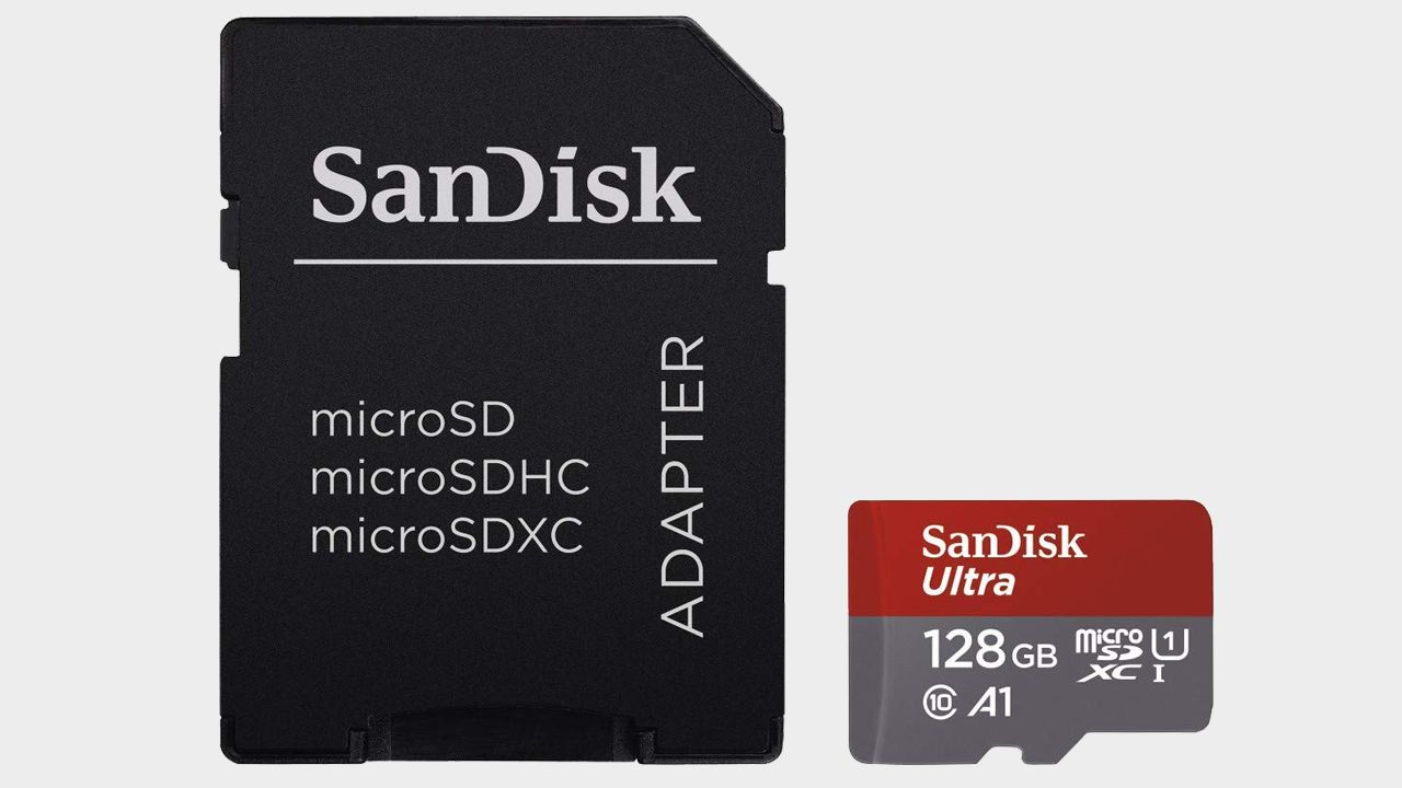 Official product image of the SanDisk Ultra 128GB SD card, with a plain background.