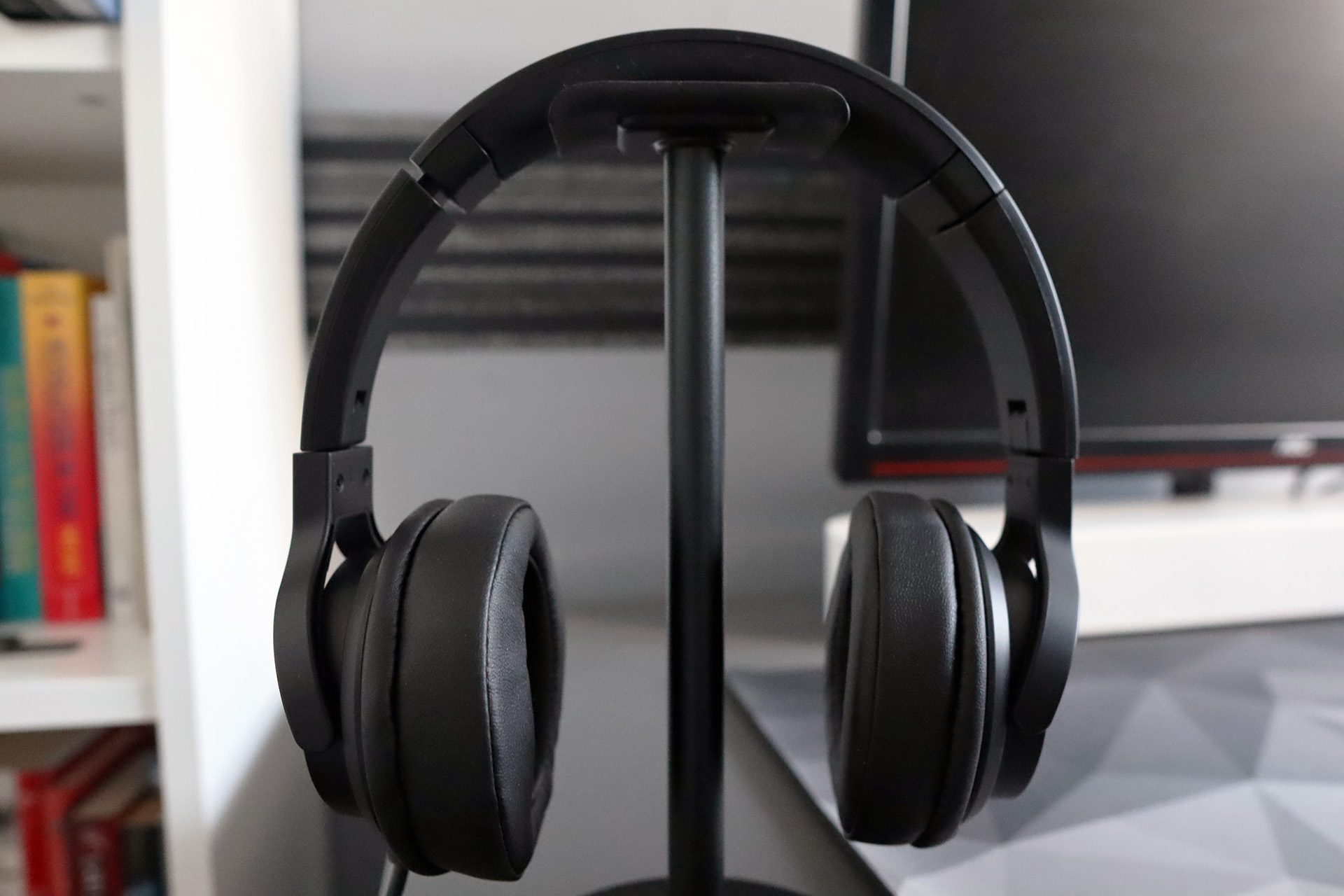 Cherry HC 2.2 gaming headset pictured on stand.