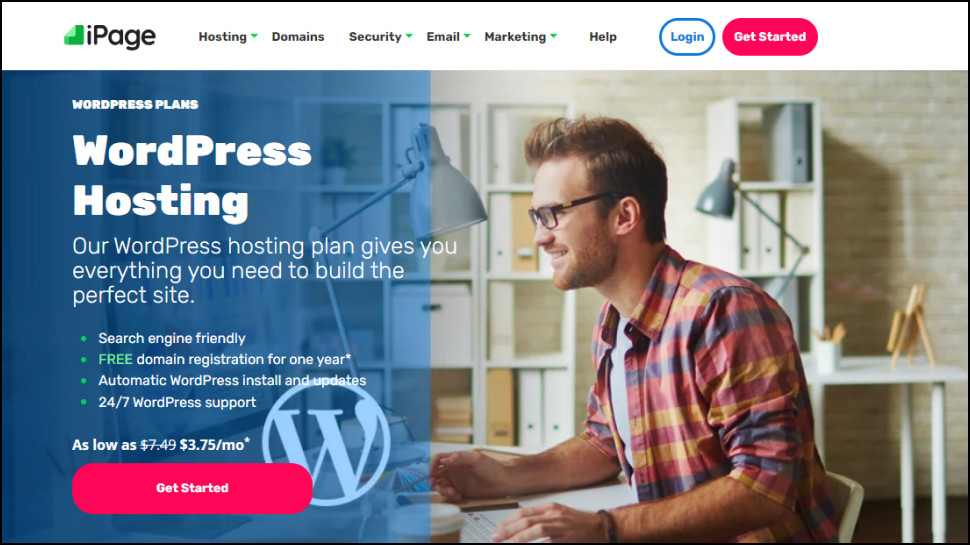 iPage WordPress hosting homepage