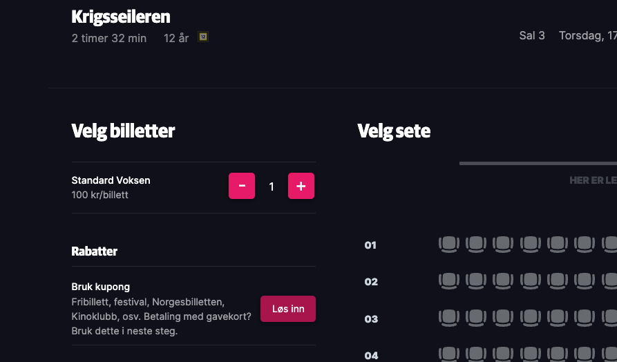 Kinoklubben sin rabattkode gir deg halv pris på utvalgte filmen