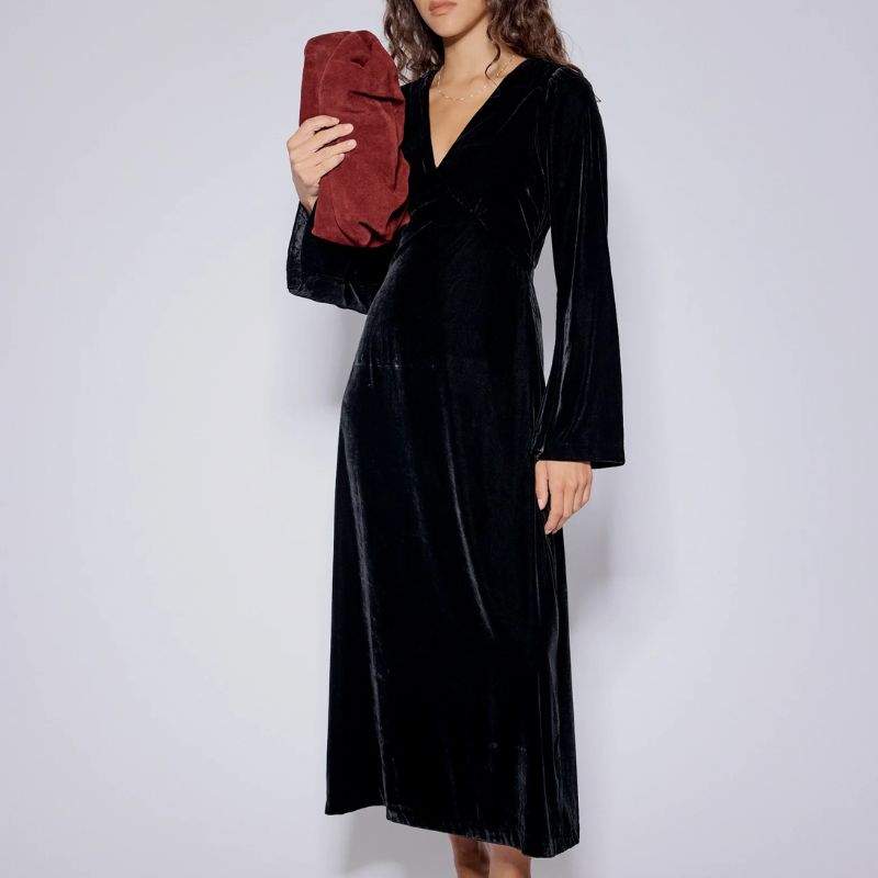 Nobody&#039;s Child black velvet midi dress
