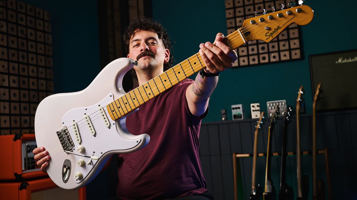 Matt holding the Squier Classic Vibe &lsquo;50s Stratocaster