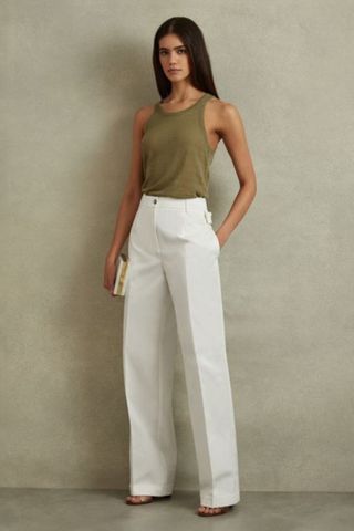 Reiss Harper Cotton Wide Leg Suit Trousers