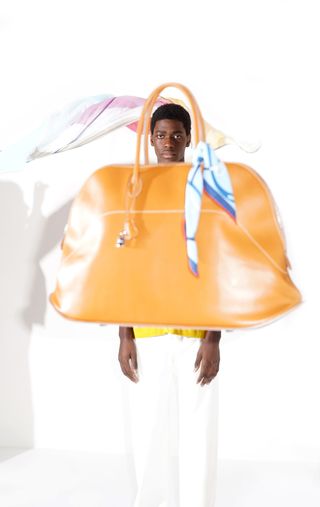 Model and Hermès Bolide Skate bag