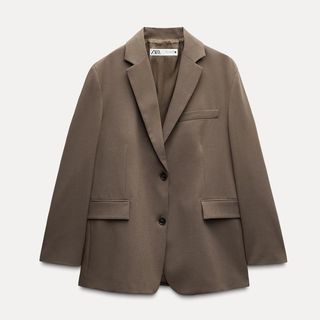 flat lay image of brown blazer