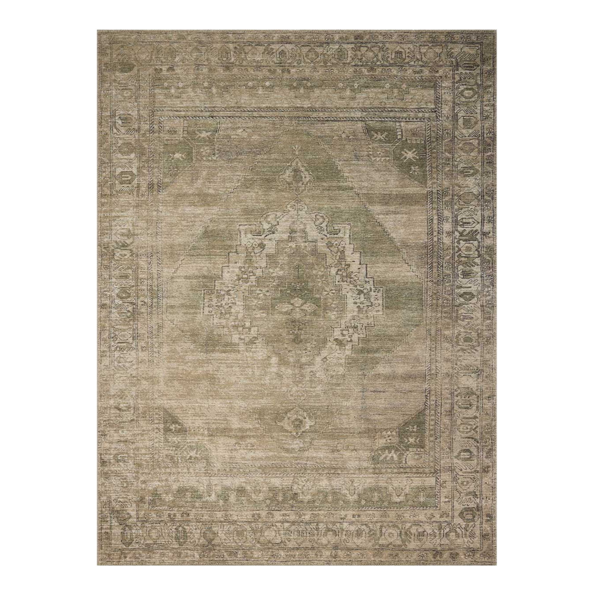 a vintage inspired rug in green