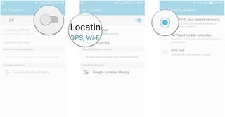 Tap the switch to enable your location, tap Locating method, choose a method