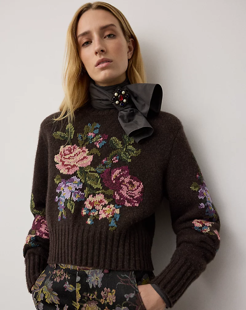 Floral Cashmere Crewneck Jumper