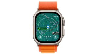 Apple Watch Ultra with topographic map on screen